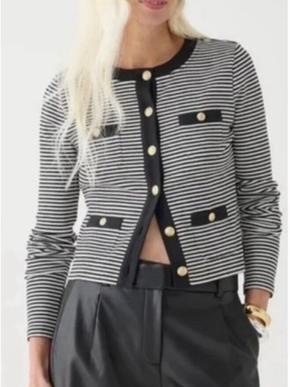 J. Crew Black and White Striped Lady Jacket Sweater 🖤